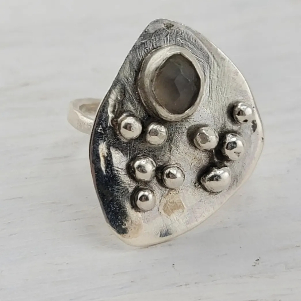 MOONSTONE RING HANDMADE IN STERLING SILVER METAL SIZE 6.5